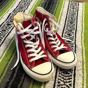 maroon all star high top converse